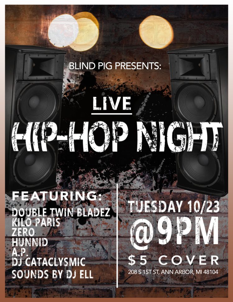 Blind Pig 10.23 Hip-Hop Night Flyer with DJ Ell