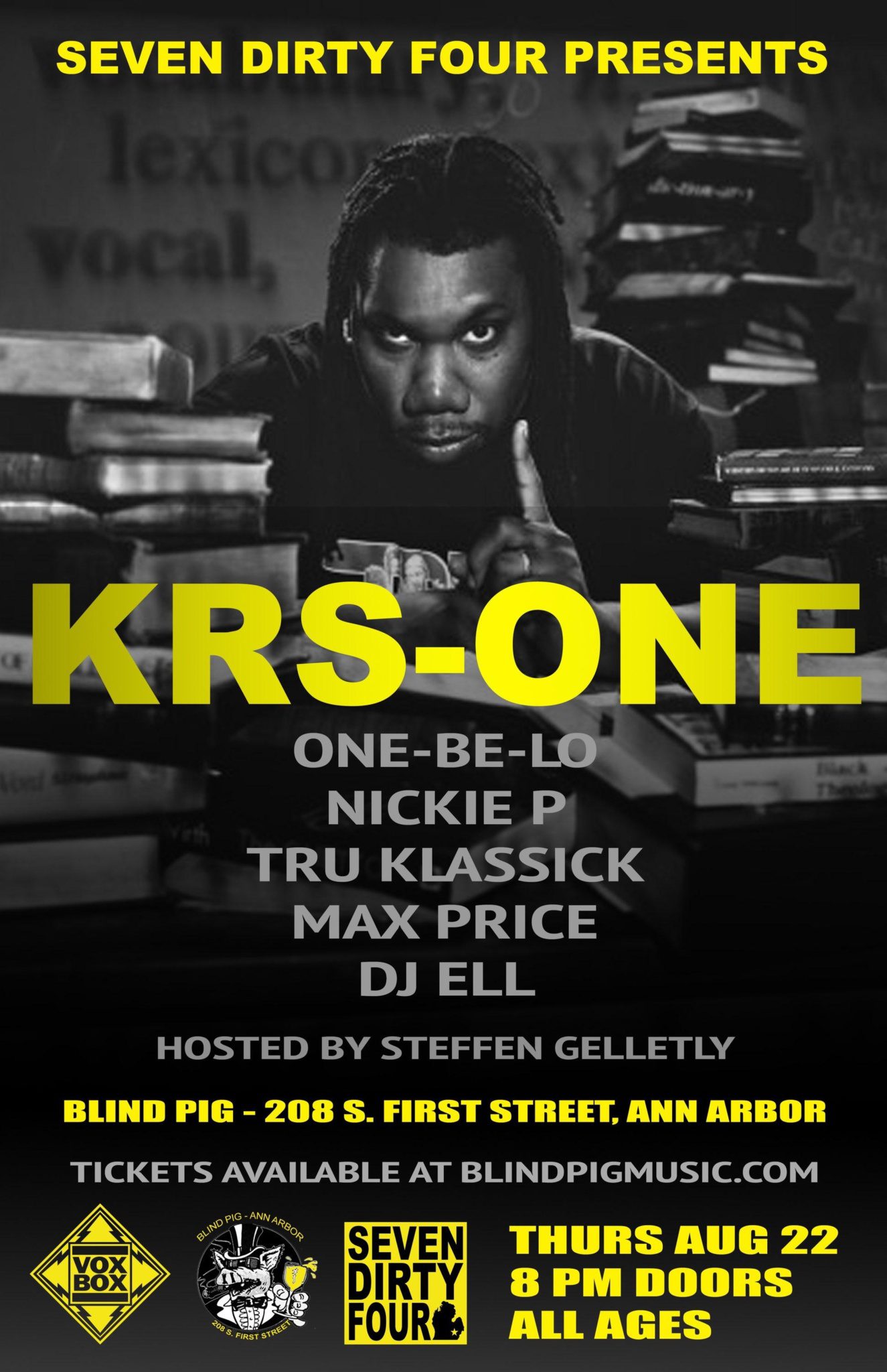 KRS-ONE Blind Pig 8.22.19 Flyer with Ell